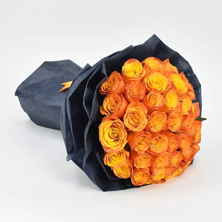 Sunset Glow Orange Rose Bouquet