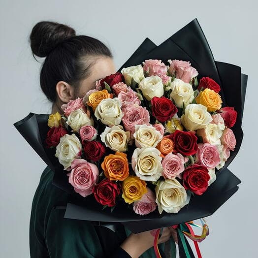 Radiant Harmony Multicolor Rose Bouquet